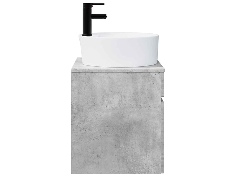  Meuble de lavabo mural, rangement salle de bain gris béton 49x44.5x65 cm  - Conforama C