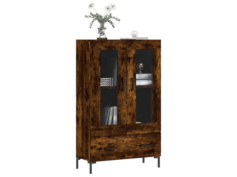  Buffet haut - bahut - meuble de rangement chêne fumé 69,5x31x115 cm bois d'ingénierie  - Conforama C