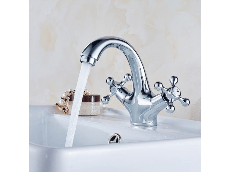  Robinet mitigeur de salle de bain rétro. Mitigeur de salle de bain vintage, finition chromée argentée  - Conforama C