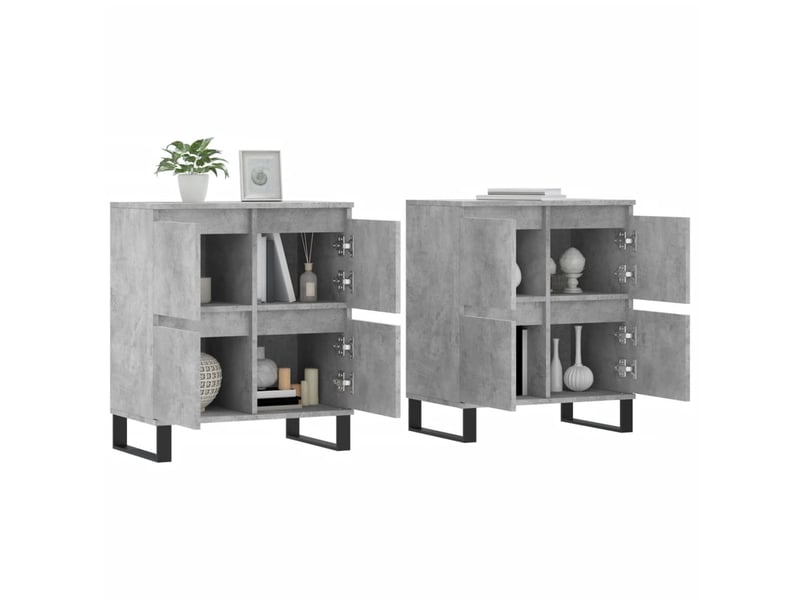  Buffets 2 pcs - bahut - meuble de rangement gris béton bois d'ingénierie  - Conforama C