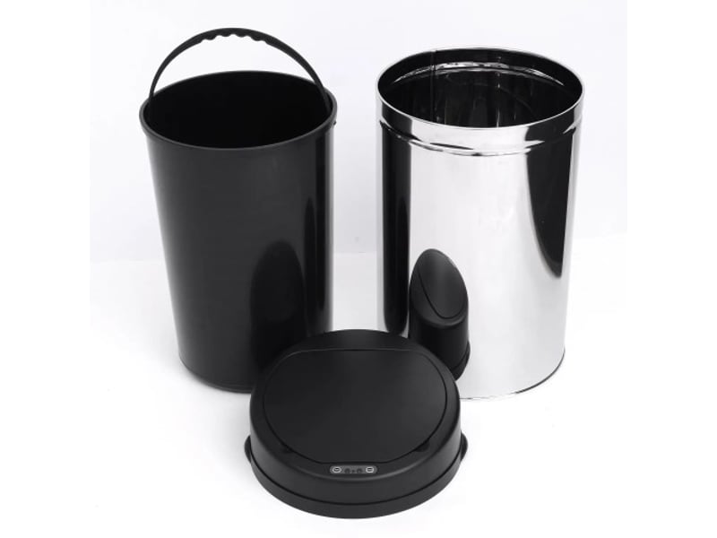  Poubelle automatique à capteur ir 30 l, ronde, en inox, avec bac intérieur amovible  - Conforama D