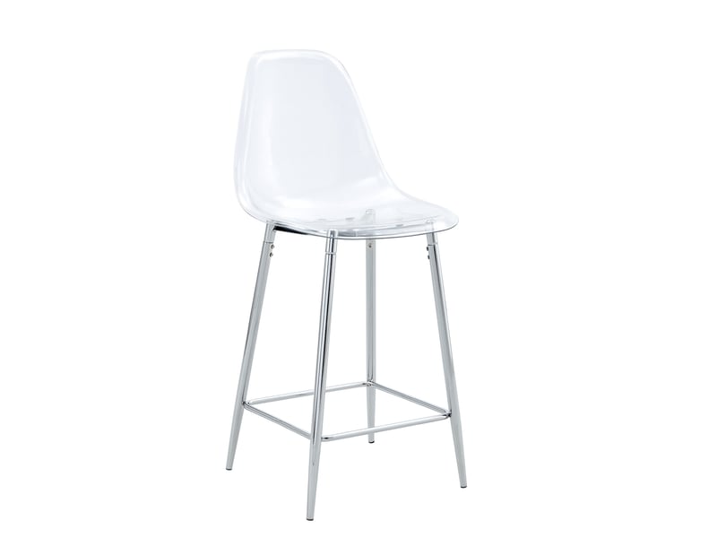  Tabourets de bar 43x50x101 cm lot de 4, transparents, chaise de bar, design moderne, cuisine, structure métal, argenté  - Conforama A