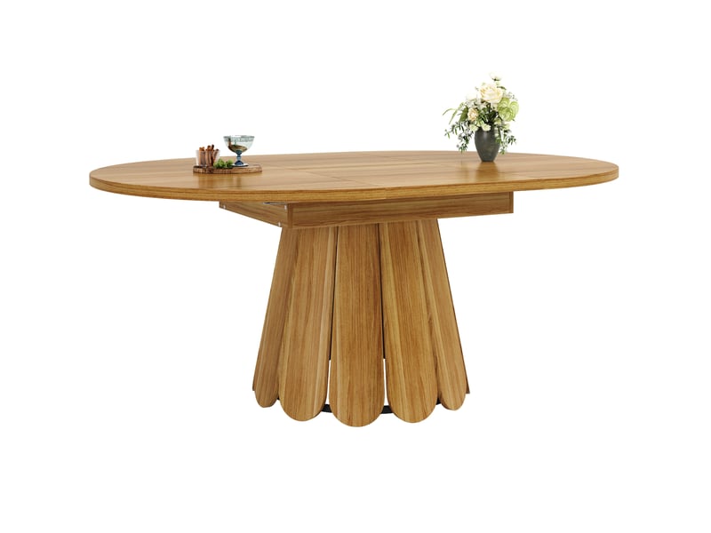  Table à manger extensible 118(158)x118x76.8 cm en mdf et métal marron  - Conforama A