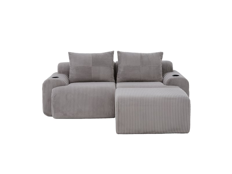  Canapé modulable – canapé de salon, gris clair, porte-gobelets, mobilier pour espace de vie, en velours tricoté  - Conforama B