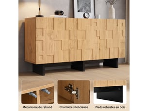 Buffet 3 porte(s)   <strong></strong> <strong></strong> - 140 cm coloris naturel 