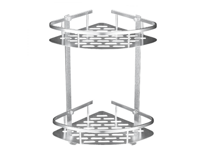 Étagère de salle de bain, étagère d'angle - aluminium antioxydant, rangement, 2 étagères pour shampoing, savon - Conforama E