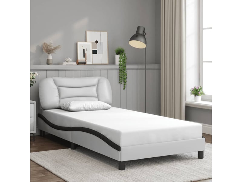Lit simple- lit adulte - cadre de lit avec led sans matelas hvar blanc et noir 100x200 cm - Conforama C
