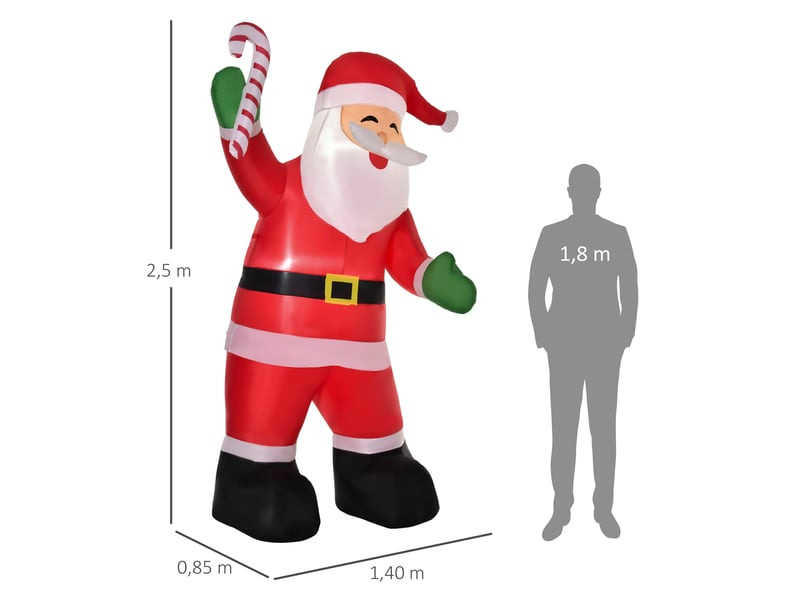  Père noël gonflable avec éclairage led et accessoires 140 x 85 x 250 cm  - Conforama C