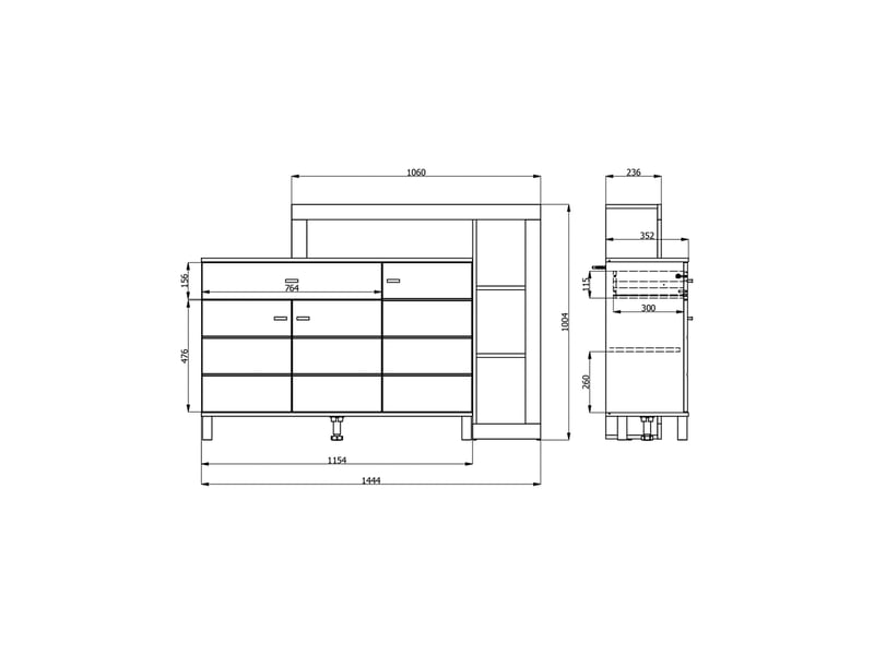  Credenza piriap, buffet 5 étagères, 145x35x101h cm blanc Piriap - Conforama C