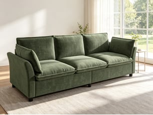 Canapé droit fixe <strong>BGSRYAO</strong> <strong></strong> 3 places Tissu vert