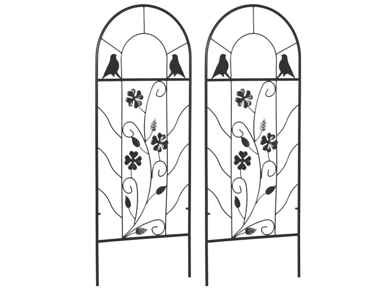  Treillis métallique décoratif - ensemble de 2 - 38x98 cm - noir - décoration oiseaux et trèfles 38x0.8x98cm - Conforama A