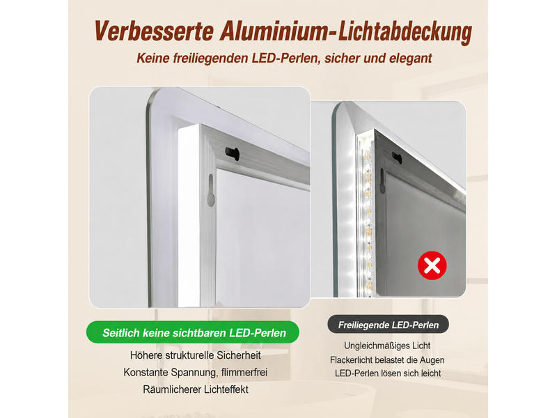  Miroir de salle de bains led 120x60 cm sans cadre anti-buée argent  - Conforama D