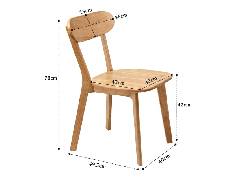 Chaises de salle à manger lot de 2 en bois massif, dossier incurvé ergonomique, patins réglables, bois - Conforama D