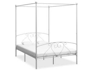 Vidaxl cadre de lit sans matelas avec baldaquin blanc 140x200 cm métal