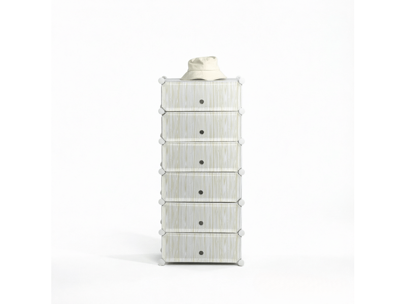 Meuble de rangement modulable à 6 compartiments en polypropylène et acier blanc - Conforama A