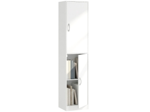 Bibliothèque avec 2 portes en panneau de particules blanc 40x35x180 cm