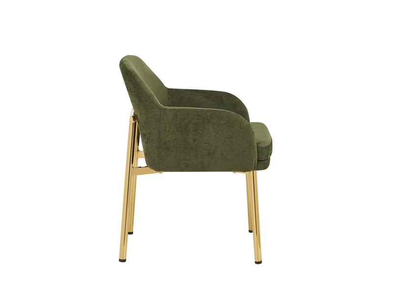  Lot de 2 chaises de salle à manger, dossier ergonomique, moderne, métal et bois, vert et doré  - Conforama E