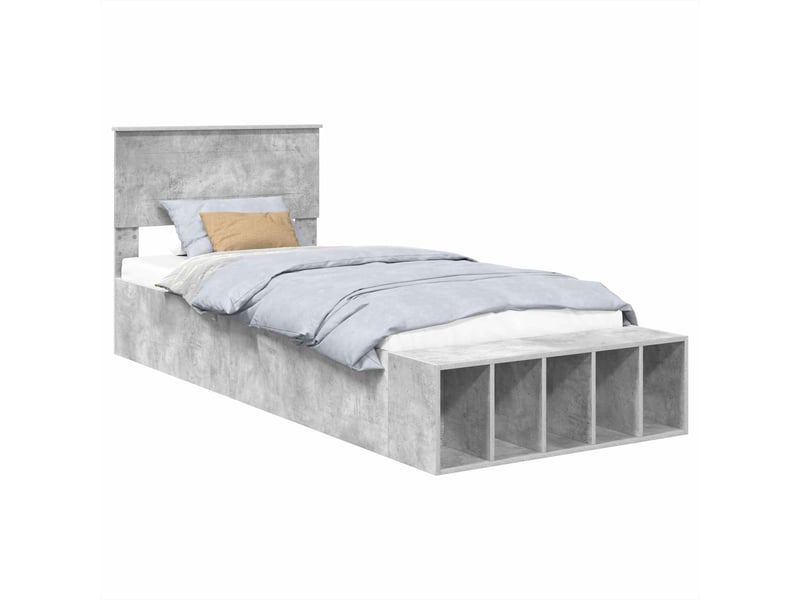  Lit simple- lit adulte -  cadre de lit gris béton 70 x 190 cm bois d'ingénierie  - Conforama A