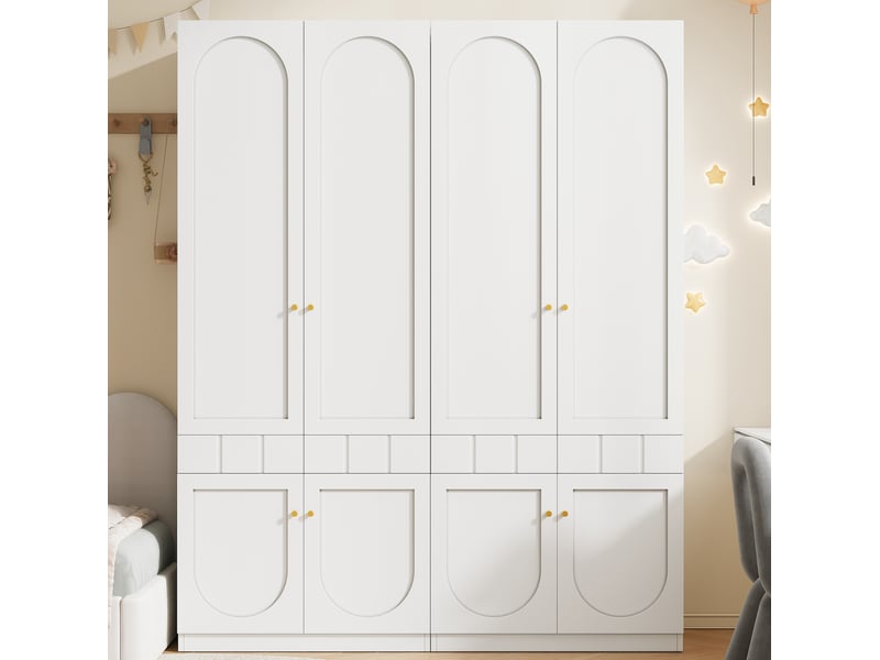  Ensemble de 2 armoires 2 portes 160x50x200 cm laquées mdf blanc  - Conforama B