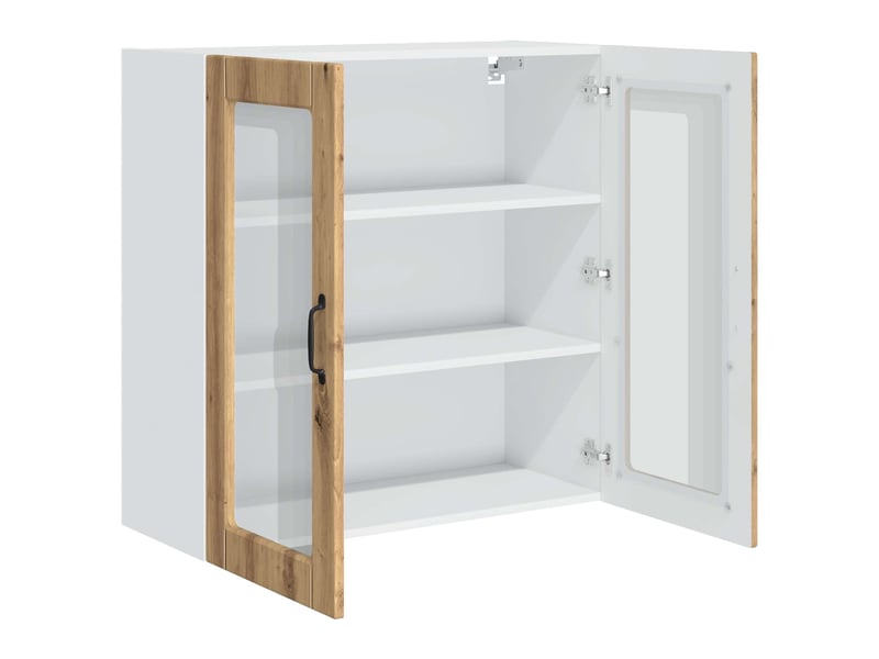  Meuble mural de cuisine, cabinet en verre mural chêne artisanal 80x31x80cm shl5753  - Conforama E