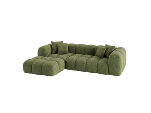 Canapé convertible angle gauche en bouclette vert - alba - morphea