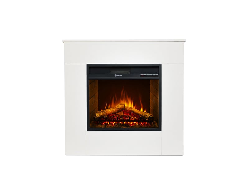  Cheminée électrique sur pied michelangelo avec effet flamme 96 x 90 x 35 cm en bois blanc  - Conforama A