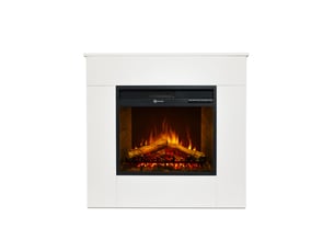 Cheminée électrique sur pied michelangelo avec effet flamme 96 x 90 x 35 cm en bois blanc