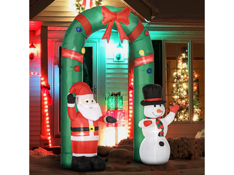  Arche gonflable avec père noël et bonhomme de neige, éclairage led, souffleur intégré, 198 x 80 x 245 cm  - Conforama D