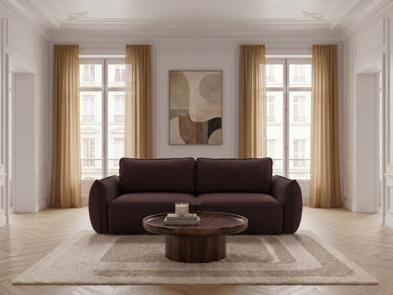  Bobochic canapé droit convertible 3 places esmee tissu chenille violet ESMEE - Conforama B