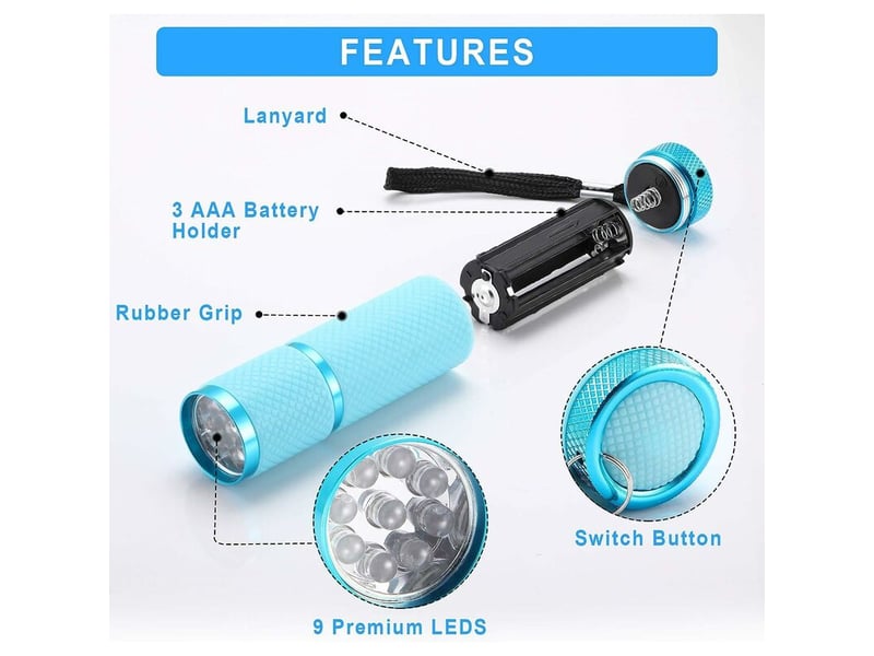  9 lampes de poche à led lampes de poche à poignée recouverte de caoutchouc mini lampe de poche à led torche fluorescente lampe de poche en  - Conforama D