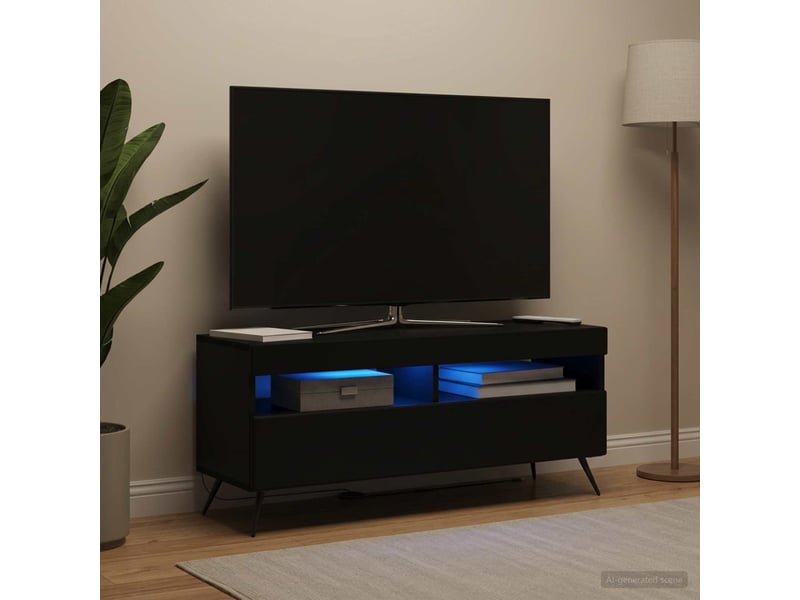  Meuble tv - banc tv - meuble de rangement led noir bois d'ingénierie  - Conforama B
