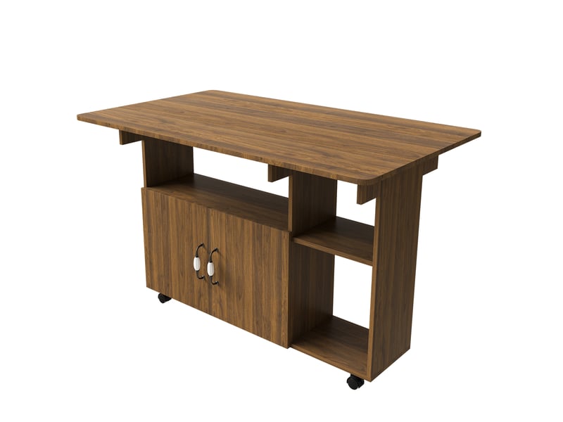  Desserte de cuisine 110x70x80 cm avec rangement et roulettes, coloris noyer clair  - Conforama A