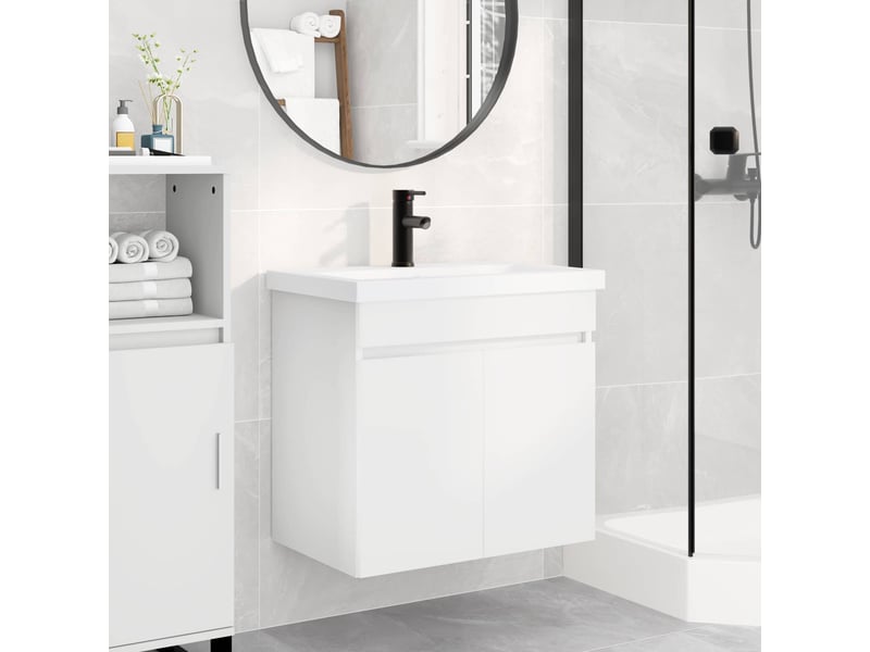  Meuble de rangement salle de bain avec robinet blanc 61x40x74.5 cm  - Conforama B