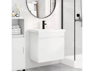Meuble de rangement salle de bain avec robinet blanc 61x40x74.5 cm