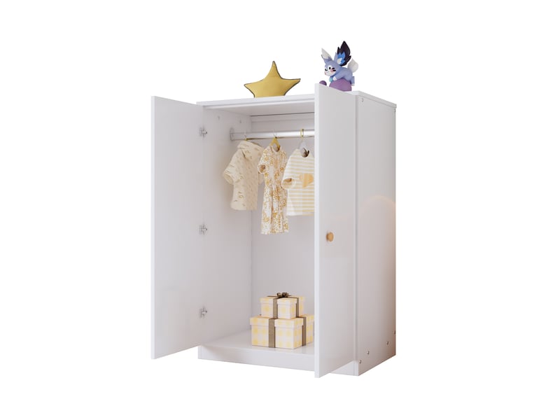  Armoire 2 portes avec penderie pour chambre en mdf 80×50×120 cm blanc  - Conforama A