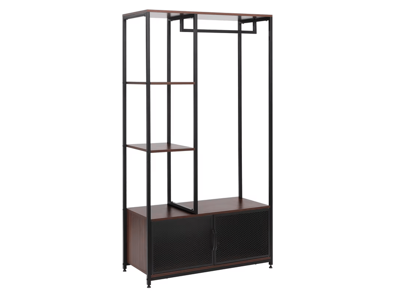 Portant à vêtements ouvert 90x40x167 cm avec étagères en métal et mdf, noir - Conforama A
