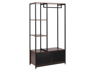Portant à vêtements ouvert 90x40x167 cm avec étagères en métal et mdf, noir