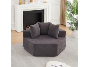 Fauteuil simple - 122x138x76cm - modulable en chenille bouclée avec 3 coussins & ressorts ensachés - gris