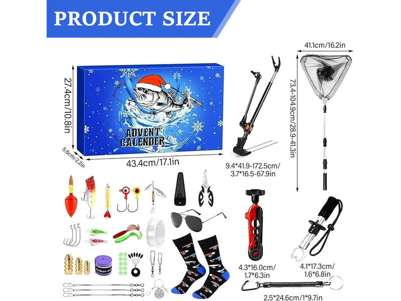  Calendrier de l’avent pêche 2026, 24 jours d’accessoires de pêche avec support de canne, cadeau de noël pour homme  - Conforama B