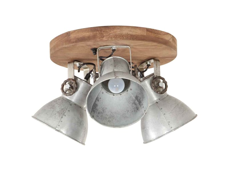  Plafonnier industriel, lampe plafond 25 w argenté 42x27 cm e27  - Conforama A