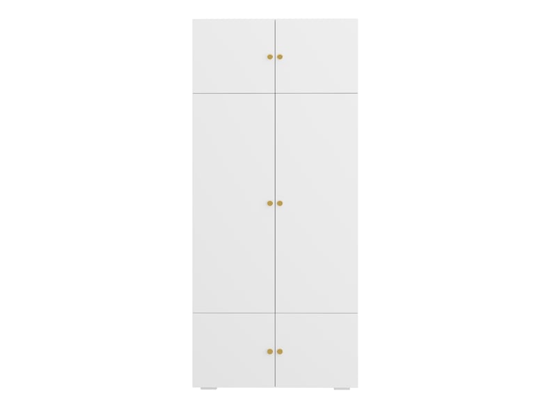  Armoire 2 portes avec penderie et 5 compartiments 90x50x200 cm blanche  - Conforama A