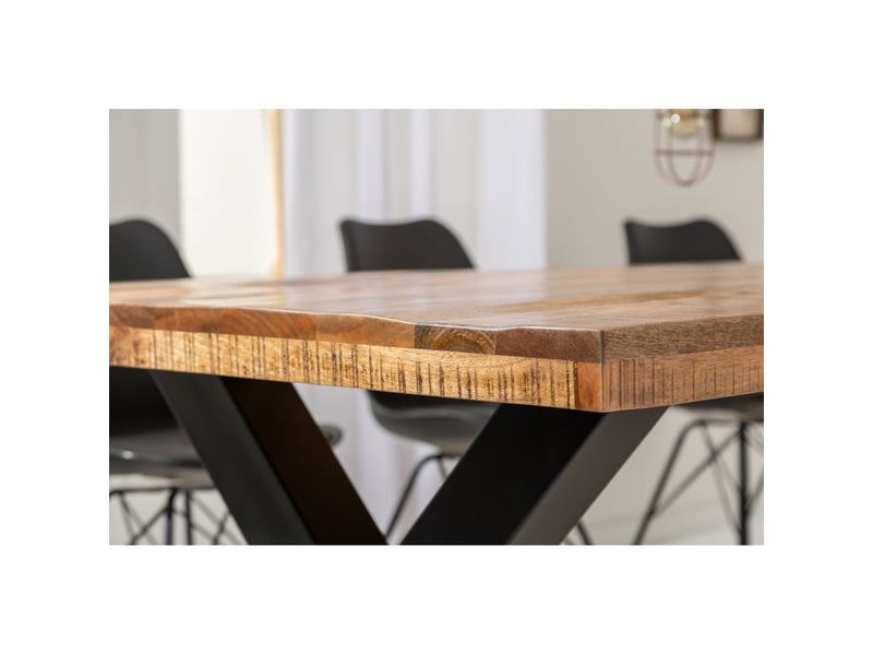  Table de salle à manger loden – bois massif de manguier verni – 240 cm – style industriel  - Conforama E