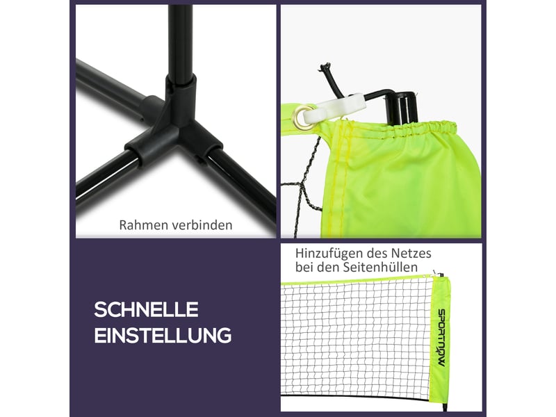 Filet de badminton sur pied et filet de tennis pliable, réglable 107-155 cm pour jardin et plage - Conforama R
