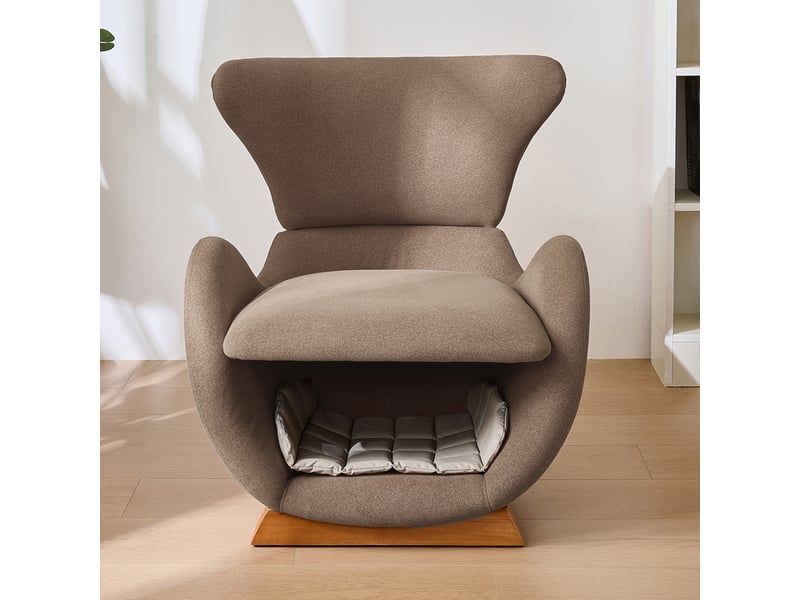  Fauteuil avec niche  ou petit chien, design ergonomique et tissu anti-griffures, en tissu et bois marron  - Conforama C