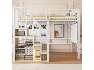 Lit mezzanine 140x200 cm <strong>HAUSS SPOLE</strong> <strong></strong> coloris blanc