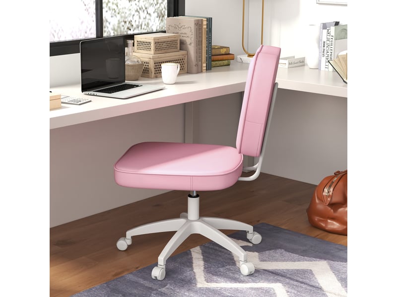  Chaise de bureau sans accoudoirs, fauteuil de bureau, polyuréthane, 59x46x92cm, rose  - Conforama C
