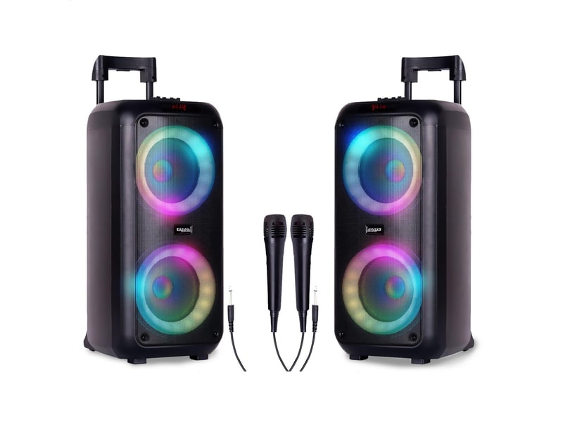 Pack 2 enceintes sono active 1200w lumineuse karaoké 2x8 bluetooth usb tws batteries intégrées, soirées dj - Conforama A