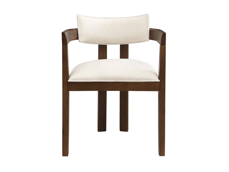  Lot de 2 chaises de salle à manger 60,5x57,5x78,5 cm, pour salon, accoudoirs, style classique, noyer bois, lin tissu  - Conforama A