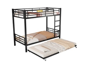 Lit superposé 90x190/200 cm <strong>MERAX</strong>  <strong>lit enfant noir</strong> coloris noir