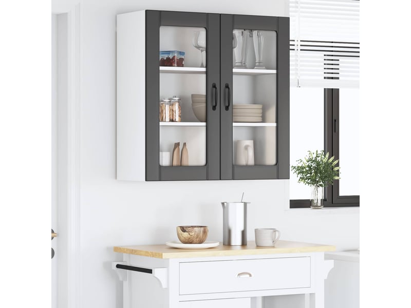  Meuble mural de cuisine, cabinet en verre mural noir 80x31x80cm shl3181  - Conforama D